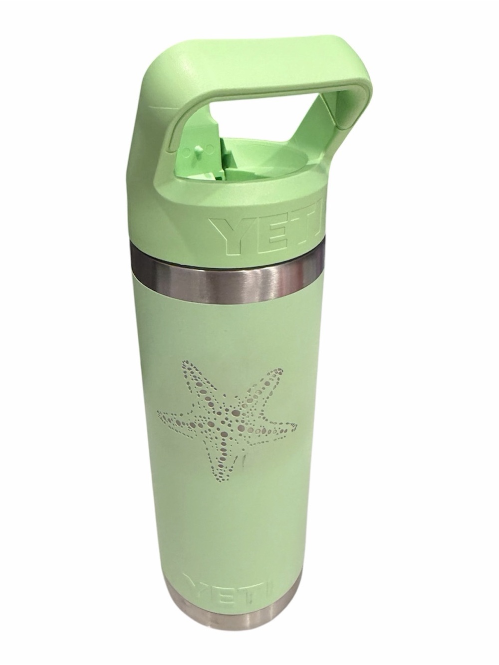 Yeti Rambler 18 Oz Water Bottle Sand Dollar Design Green